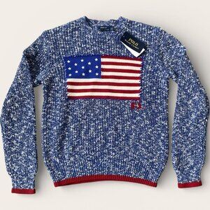Share POLO RALPH LAUREN WOMENS AMERICAN FLAG SWEATER SIZE SMALL
